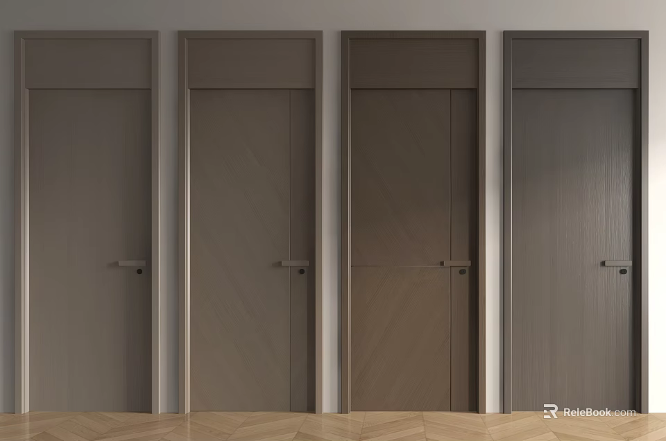 Modern Hinged Doors With Sleek Wooden Design For Home Interior 3d model 