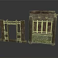Traditional Wooden Door Frames With Carved Lattice And Dark Brown Vintage Worn Design