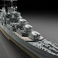 Detailed Model Of A Battleship With Turrets And Decks