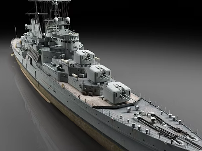 British Navy warship Bax cruiser frigate destroyer 3d model