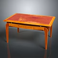 Modern Wooden Table For Home Use With Red Tabletop And Curved Legs