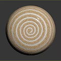 Modern Handwoven Beige and White Round Ottoman for Living Room Seating