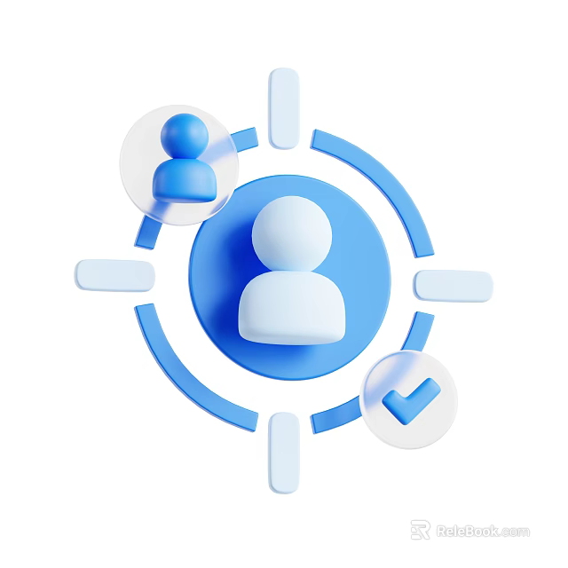 Decorative Ornament Set With Central Human Figure Small Icons And Blue White Connecting Design 3d model 