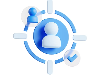 Decorative Ornament Set With Central Human Figure Small Icons And Blue White Connecting Design 3d model