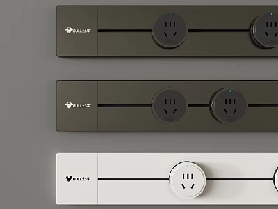NULLLIFE Dark Gray And White Switch Panels With Dual Power Outlets For Modern Home 3d model