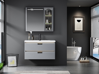 Nordic Style Bathroom Simple Bathroom Restroom Bathroom Cabinet Washstand model