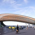 Modern Overpass Network Hongjing Bridge Special-shaped Steel Structure Bridge Arch Bridge Curved Flow Line Air Plank Road Special-shaped Railing Guardrail 3d model