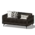 Dark Colored Two Seater Sofa With Patterned Decorative Pillows And Modern Design 3d model