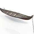 Realistic style canoe canoe hull oar rack rope bow stern wood board structure traditional boat hand carved wood texture
