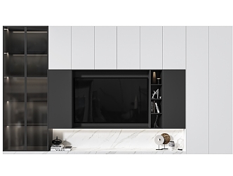 Modern TV background cabinet TV background wall 3d model