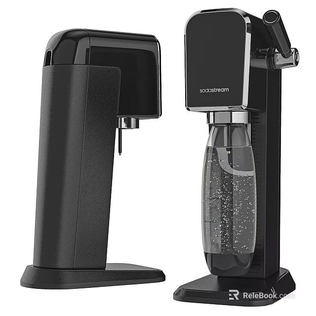 Black Automatic Water Dispenser With Modern Sleek Design And Transparent Water Bottle 3d model 