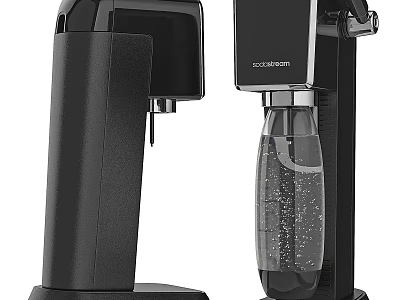 Black Automatic Water Dispenser With Modern Sleek Design And Transparent Water Bottle 3d model