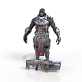 Armored Warrior Character With Biomechanical Creature Inspired Spiked Armor And Weapon