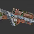 Detailed Architectural Model of Residential Community With Street Layout And Red Tiled Roofs