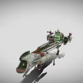 Futuristic Sci Fi Spaceship With Green Red Accents And Detailed Engine Structure