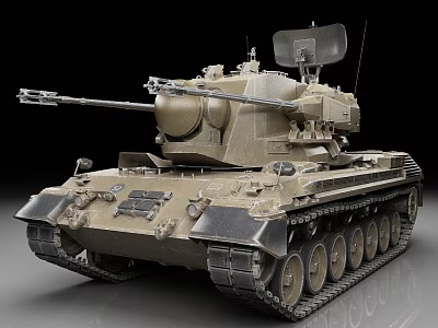 Detailed Sand Colored Military Tank With Cannon Tracks Antenna And Armor 3d model