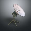 Dish Antenna Device Mounted On Green Tripod Stand With Control Box 3d model
