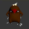 Cartoon Brown Bird Game Movie Character With Red Beak Yellow Eyes Sharp Teeth Black Claws