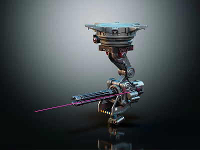 High Tech Intelligent Machine With Robotic Arm Laser And Precision Metallic Joints 3d model