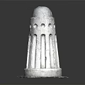 Stone Pillar With Dome Shaped Top Arched Openings Brick Like Base And Classical Design