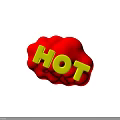 Red Cloud Shaped Object With Yellow HOT Letters On White Background 3d model