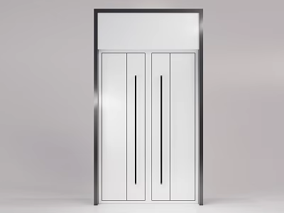 Sleek White Double Door With Metal Frame Black Handles And Modern Design 3d model