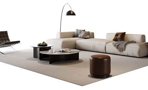 Modern Sofa Coffee Table Combination Fabric Sofa Multi-person Sofa Single Sofa Leather Sofa Stool Floor Lamp Side Table Leisure Chair 3d model