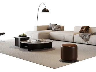 Modern Sofa Coffee Table Combination Fabric Sofa Multi-person Sofa Single Sofa Leather Sofa Stool Floor Lamp Side Table Leisure Chair 3d model