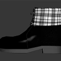 Black Leather Boots with Plaid Cuffs Laces and Red Trim Design