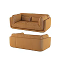 Brown Leather Sectional Sofa With Modern Design Comfortable Cushions And Spacious Seating 3d model