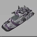 Sci Fi Cosmic Spacecraft Design With Purple White Camouflage And Weapon Structures 3d model
