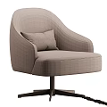 Light Brown Leather Accent Chair With Pillow Armrest And Swivel Base