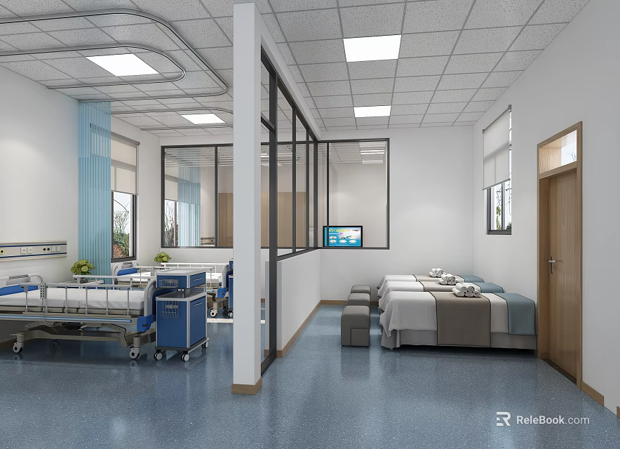 Bright Hospital Outpatient Clinic With Clean Waiting Area And Comfortable Seats 3d model 