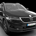 Black Skoda SUV Car Front View 3d model