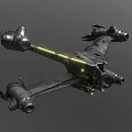 Futuristic Sci-Fi Spaceship 3D Model With Wing Structure Multiple Engines And Yellow Lights 3d model