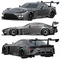 High Performance Race Car With Aerodynamic Design And Rear Spoiler From Multiple Angles