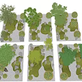 Various Miniature Garden Layouts With Green Plants Stone Paths And Small Shrubs