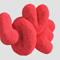 Red Fuzzy Abstract Art Installation With Organic Form And Soft Texture