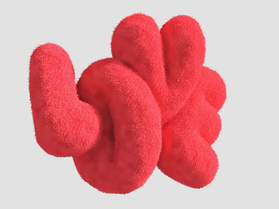 Red Fuzzy Abstract Art Installation With Organic Form And Soft Texture 3d model