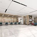 Modern Service Hall Interior With Service Counters Waiting Chairs And Spacious Layout 3d model