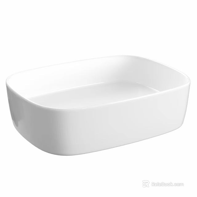 White Ceramic Rectangular Wash Basin With Modern Minimalist Bathroom Design 3d model 