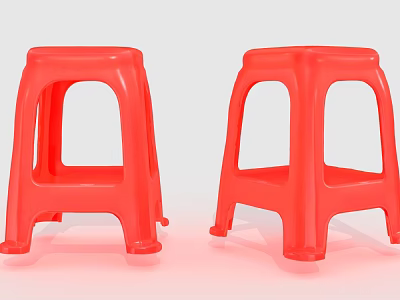 Two Red Plastic Stools Lightweight and Durable for Indoor Outdoor Use 3d model