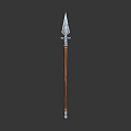 Traditional Ancient Weapon With Metal Spearhead Wooden Shaft Sharp Pointed Design