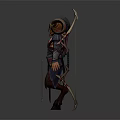 Detailed Fantasy Ram Horned Warrior Creature In Armor With Spear Weapon