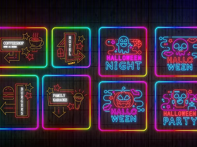 Modern Neon Trend Neon Bar Neon Barbecue Neon 3d model