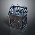 Vintage Style Dark Metal Decorative Box With Intricate Filigree Top And Carved Sides