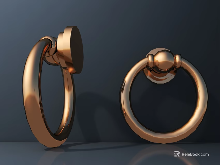 Golden Metal Furniture Handles With Modern Circular Design And Elegant Smooth Finish 3d model 