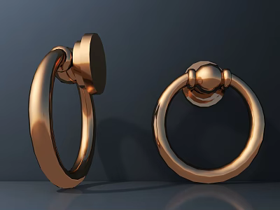 Golden Metal Furniture Handles With Modern Circular Design And Elegant Smooth Finish 3d model
