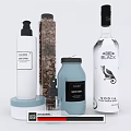 Perfume Cosmetics Collection With Stylish White Blue Bottles And Golds Gallo Labels
