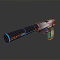 Stealth 091 Futuristic Sci Fi Weapon With Blue Orange Accents And Modern Design